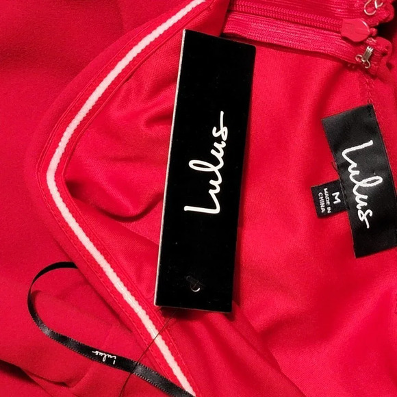 LULUS Dress Womens Medium Baby Be Mine Red Off Shoulder Bodycon Mini Cocktail - Picture 12 of 14
